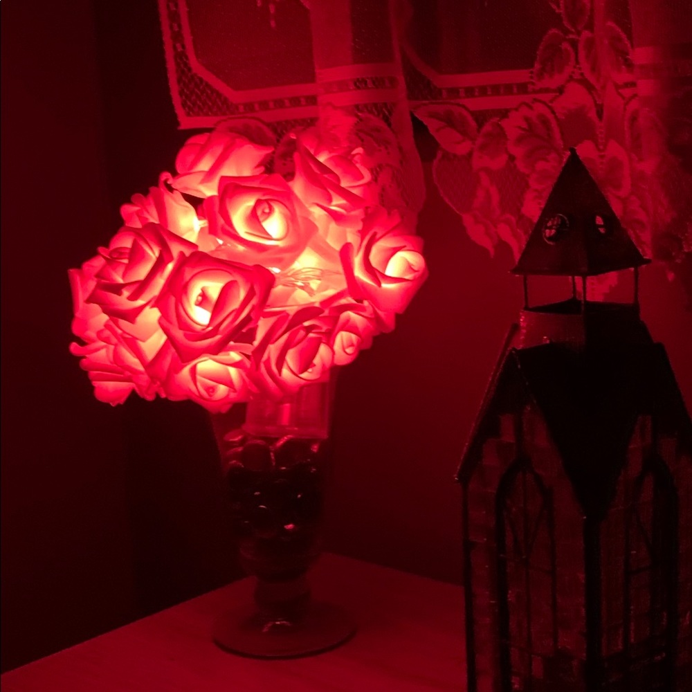 Light-up bouquet - suede-like white (red) roses